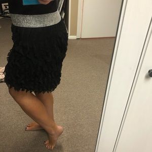 Black Ruffled Skirt w sequin band